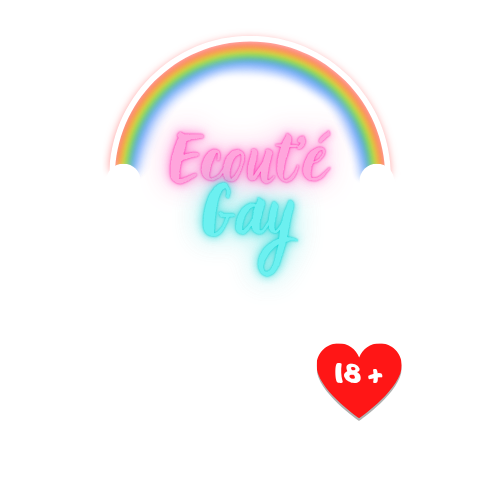 Logo ecoutegay avec arc-en-ciel et badge 18+.