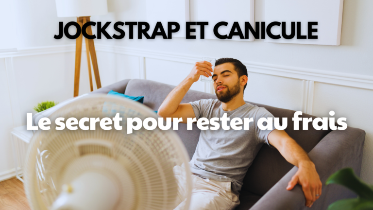 Homme souffrant de la canicule sur un canapé avec ventilateur et verre d’eau, illustration de la chaleur estivale et du besoin de fraîcheur